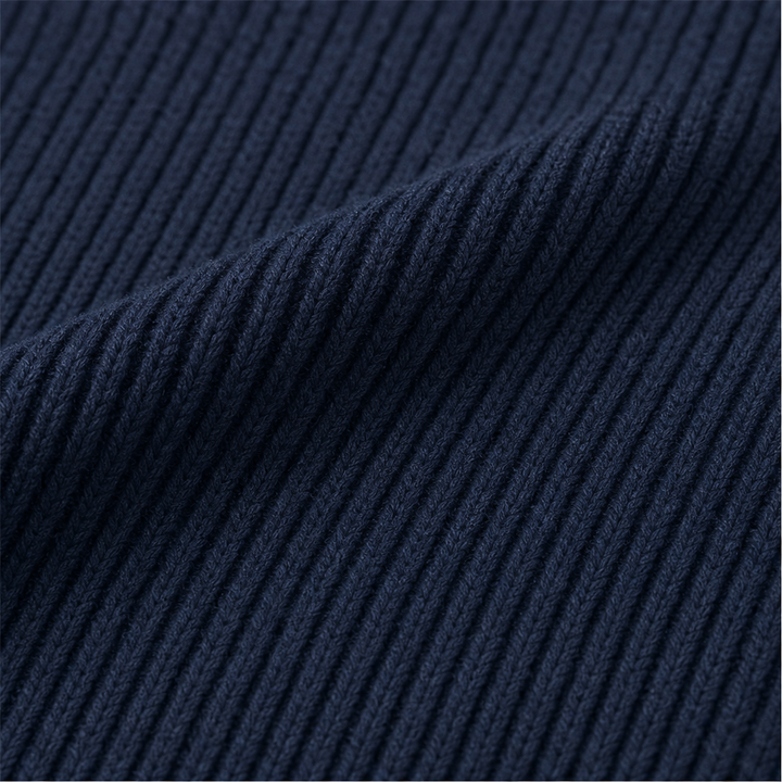 Denim Lapel Ribbed Knit Longline Jacket