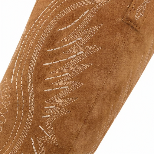 Embroidered Suede Knee High Western Boots