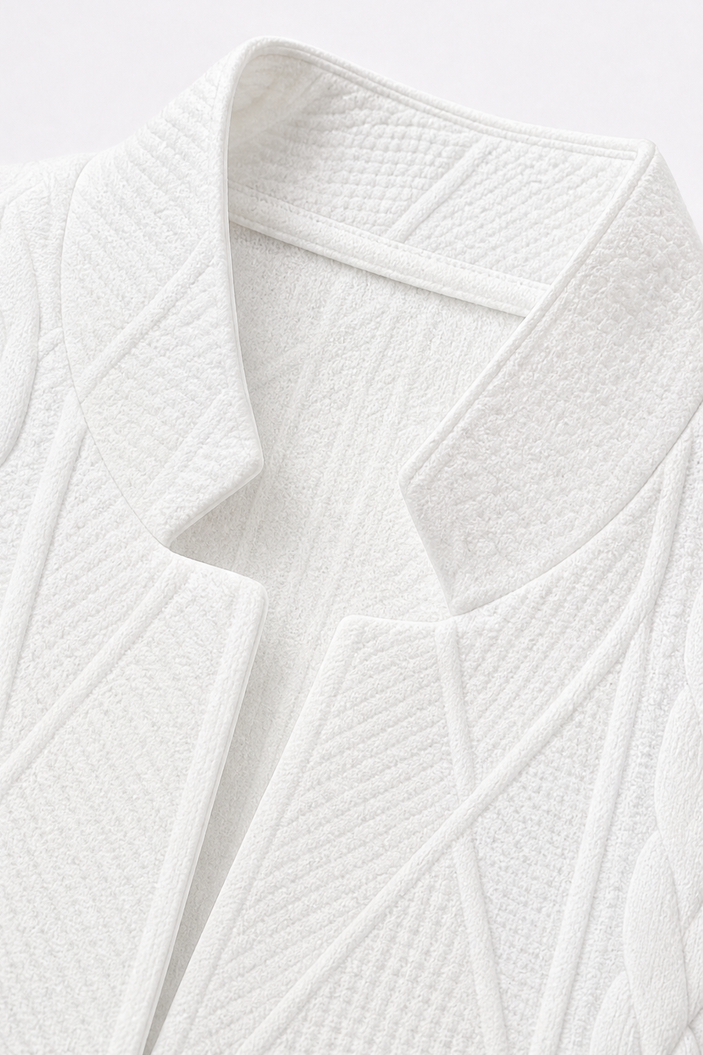 Cable Texture Stand Collar Knit Blazer