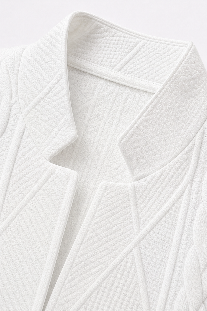 Cable Texture Stand Collar Knit Blazer