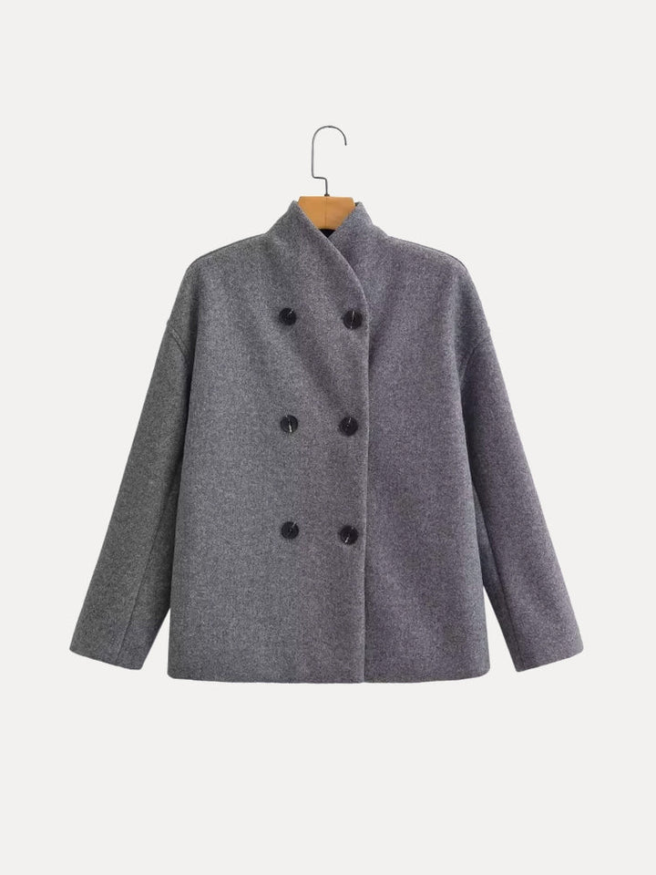 Collarless Double-Breasted Wool | Valenira