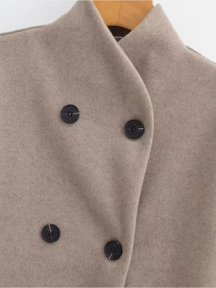 Collarless Double-Breasted Wool | Valenira