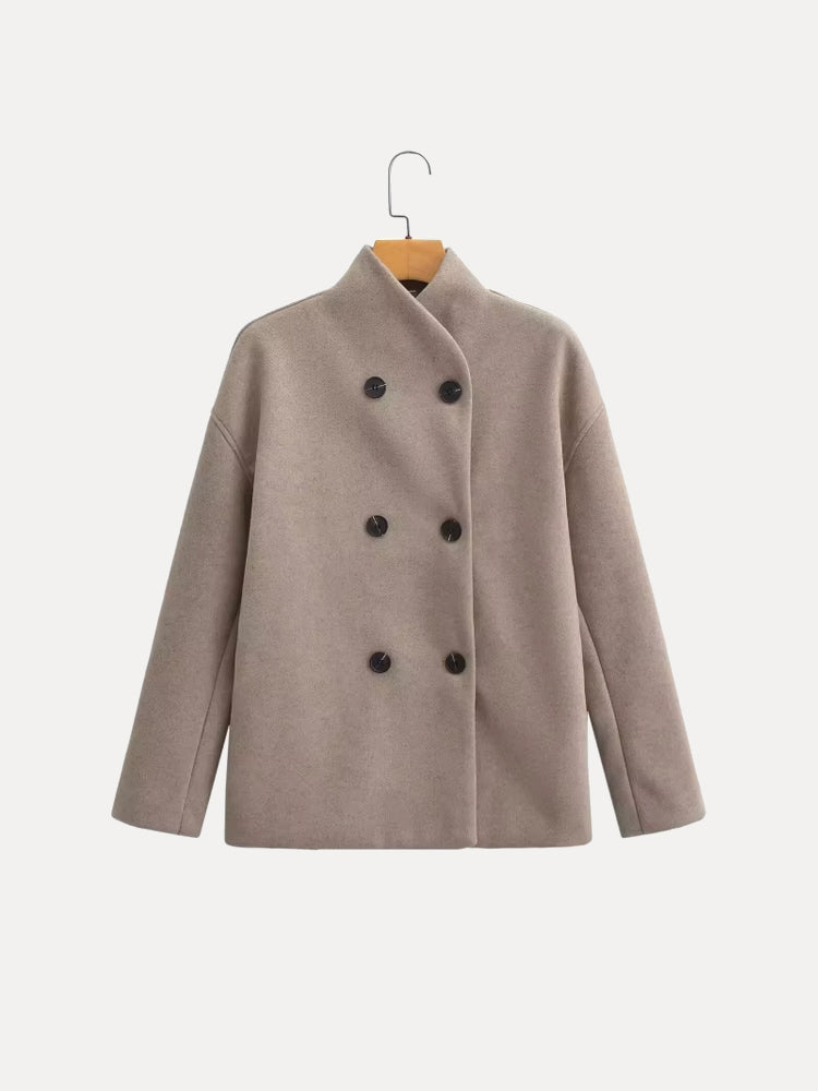 Collarless Double-Breasted Wool | Valenira