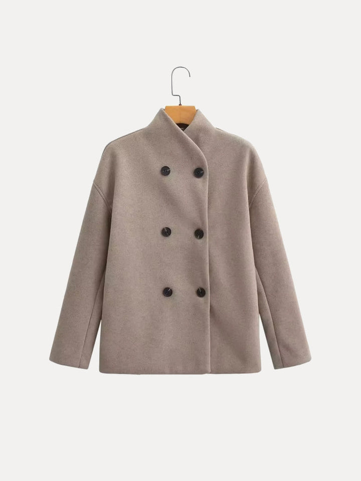 Collarless Double-Breasted Wool | Valenira
