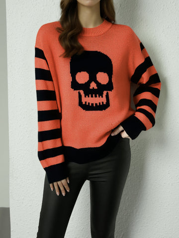 Skull and Striped Sleeve Sweater