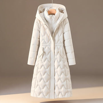Honeycomb Quilted Hooded Coat