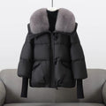 Cropped Quilted Puffer Coat in Black | Valenira