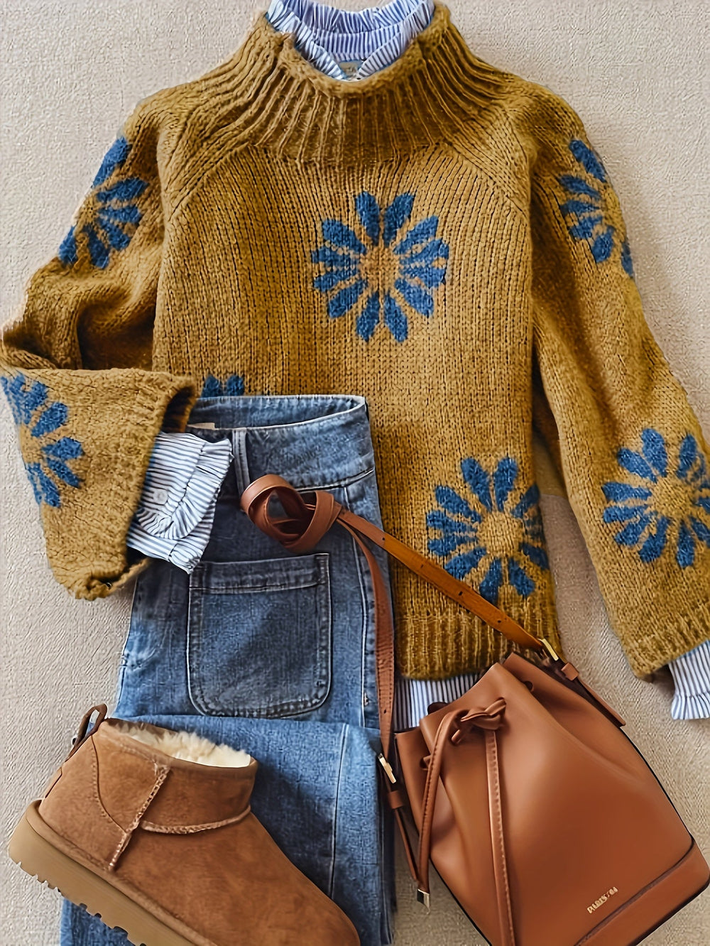 Daisy Motif Knit Sweater | Valenira