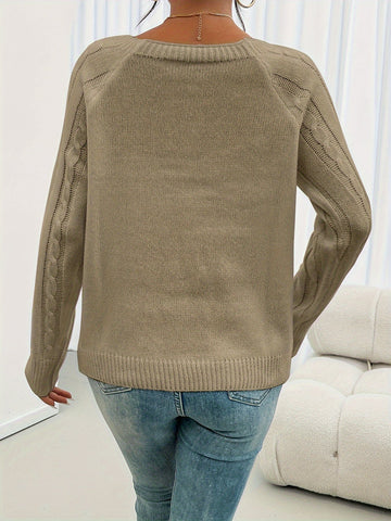 Diamond Cable Button Sweater