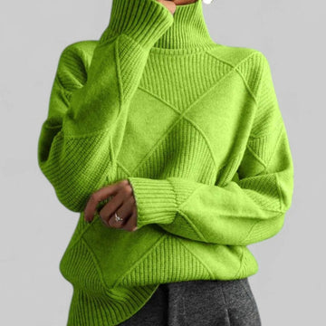 Diamond Knit Oversized Turtleneck Sweater