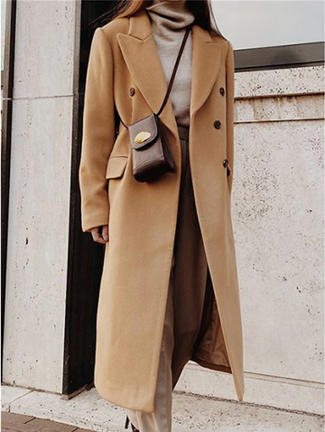Double-Breasted Peak Lapel Coat