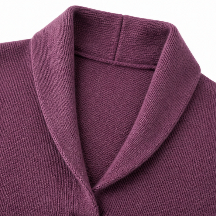 Shawl Collar Ribbed Knit Pullover