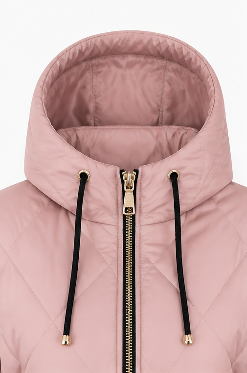 Diamond Quilted Drawcord Hood Jacket
