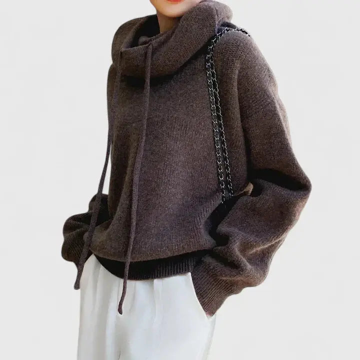 Drawstring Knit Hoodie | Valenira
