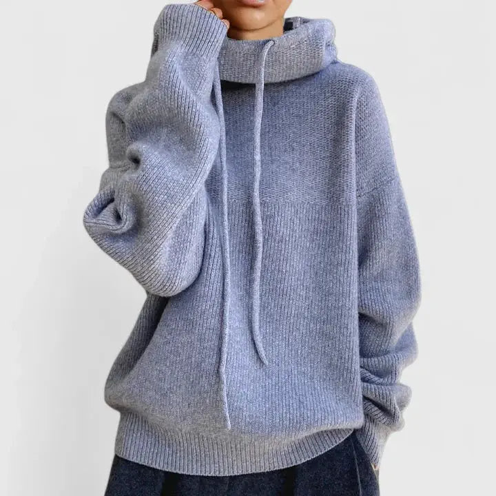 Drawstring Knit Hoodie | Valenira