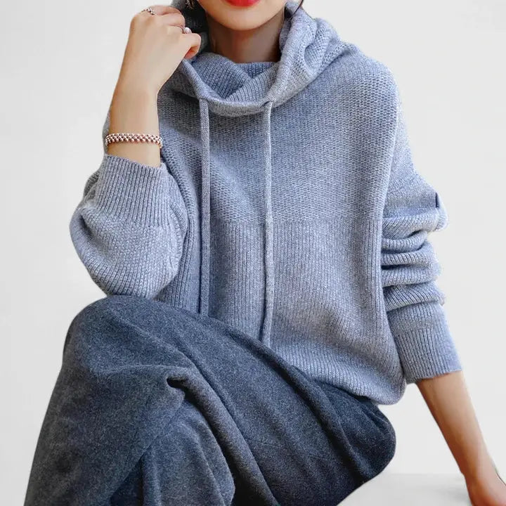 Drawstring Knit Hoodie | Valenira