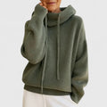 Drawstring Knit Hoodie in Green | Valenira