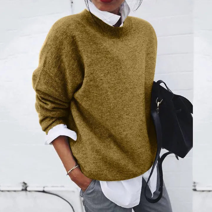 Drop Shoulder Knit Sweater in Light Blue | Valenira