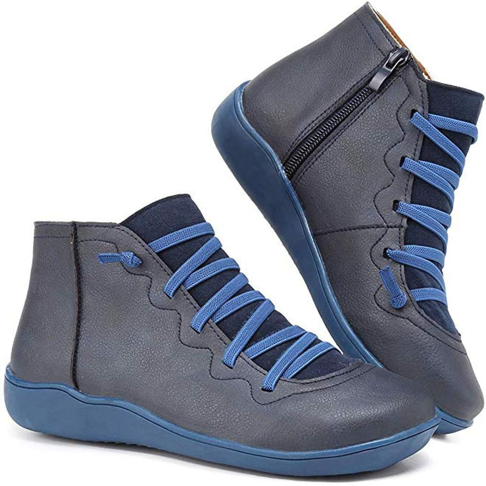 Elastic Lace Ankle Boots in Blue | Valenira