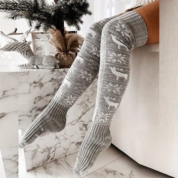 Fair Isle Knit Knee High Socks