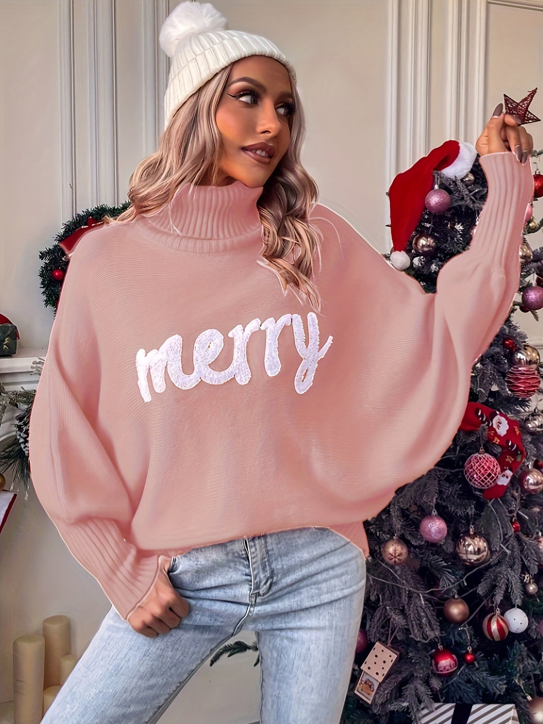 Merry Turtleneck Batwing Sweater