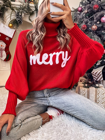 Merry Turtleneck Batwing Sweater
