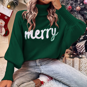 Merry Turtleneck Batwing Sweater
