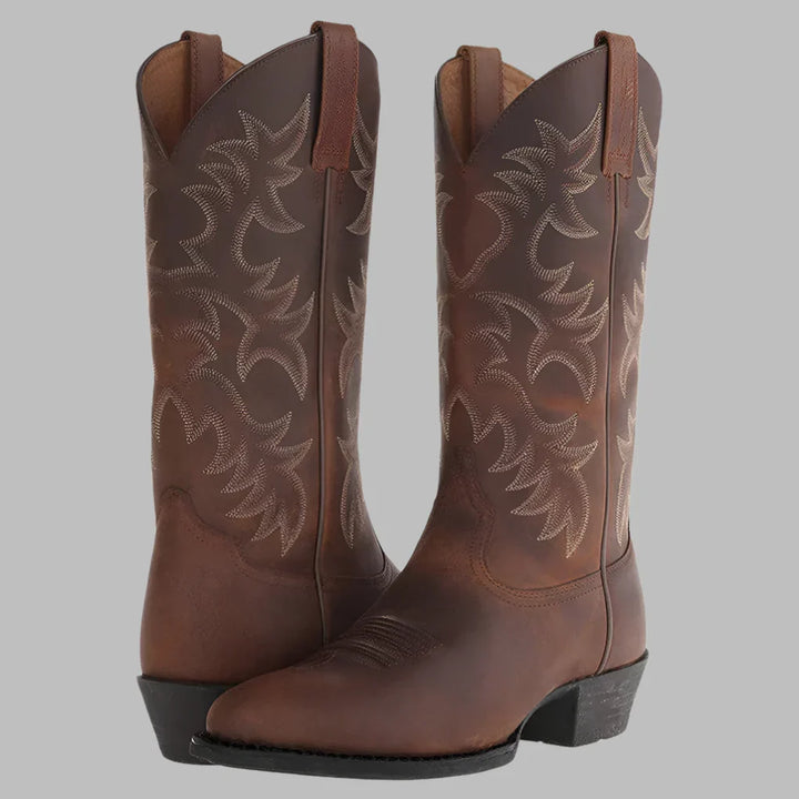 Embroidered Cowboy Boots in Black | Valenira