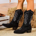 Embroidered Western Boots in Black | Valenira