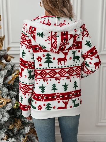 Fair Isle Hooded Knit Jacket