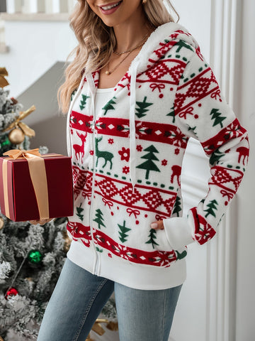 Fair Isle Hooded Knit Jacket