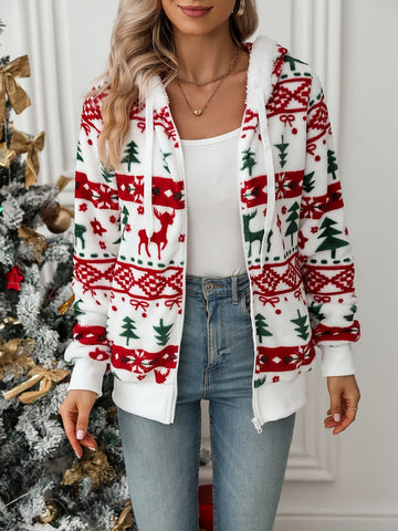 Fair Isle Hooded Knit Jacket