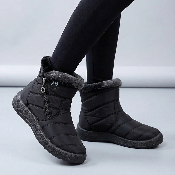 Quilted Fur Collar Winter Ankle Boots
