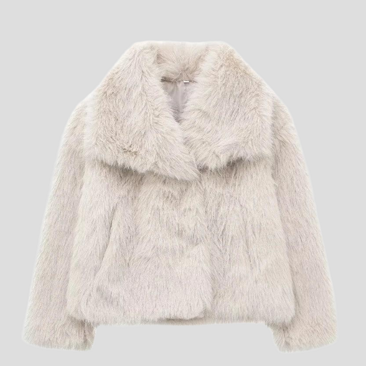 Wide-Collar Faux Fur Jacket | Valenira