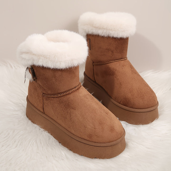 Faux Fur Platform Boots in Camel | Valenira