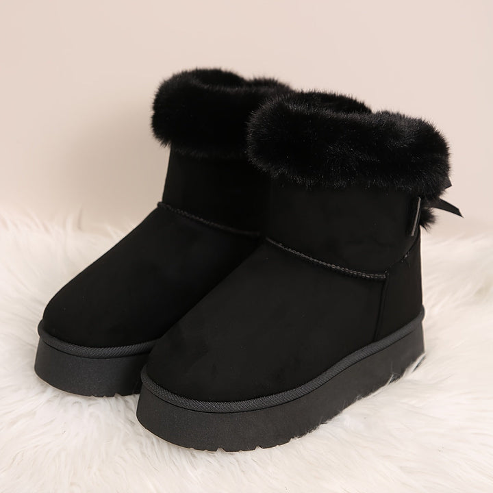 Faux Fur Platform Boots in Black | Valenira