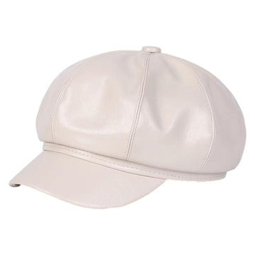 Faux Leather Newsboy Cap