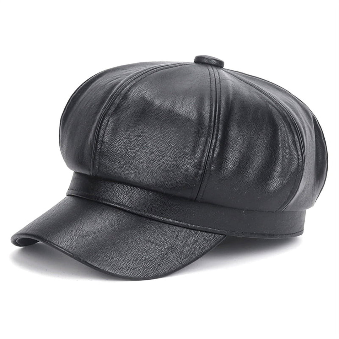 Faux Leather Newsboy Cap | Valenira