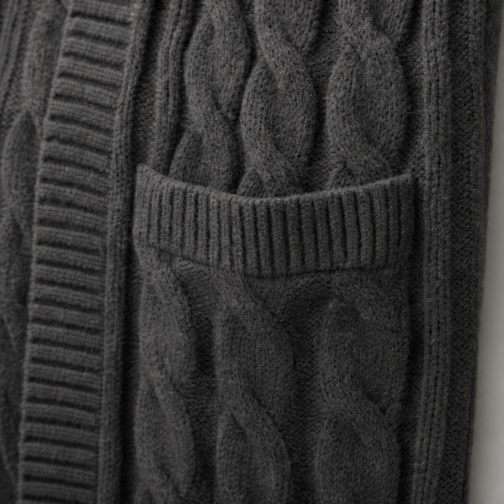 Hooded Longline Cable Knit Cardigan