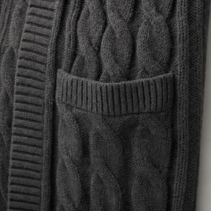 Hooded Longline Cable Knit Cardigan