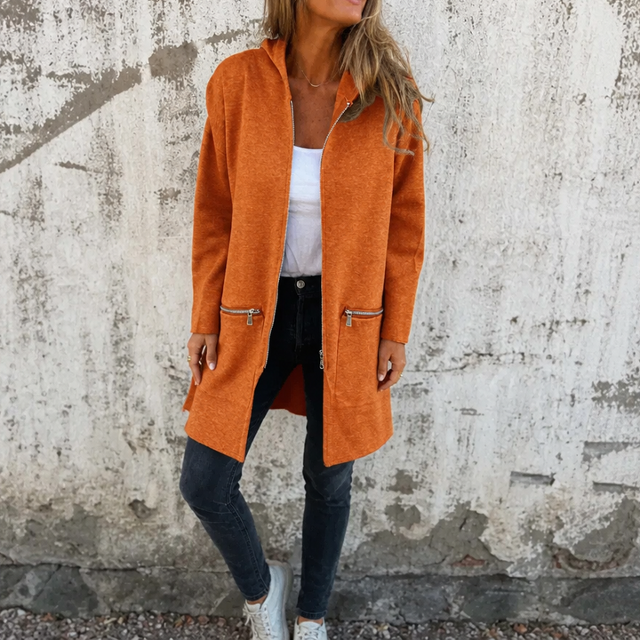 Longline Hooded Zip Front Coat