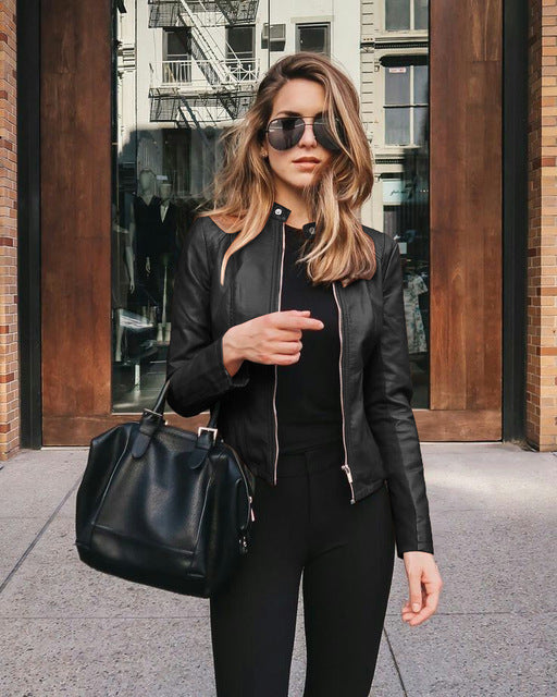 Fitted Zip-Front Biker Jacket | Valenira