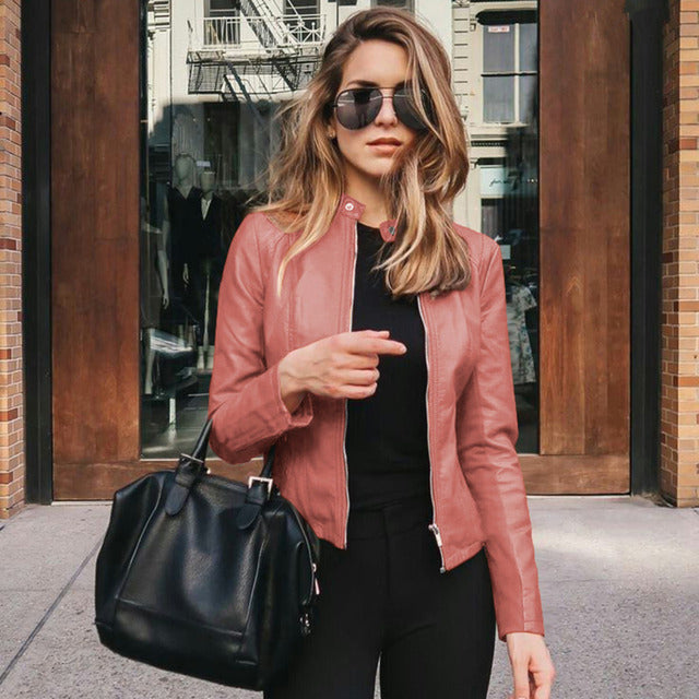 Fitted Zip-Front Biker Jacket | Valenira