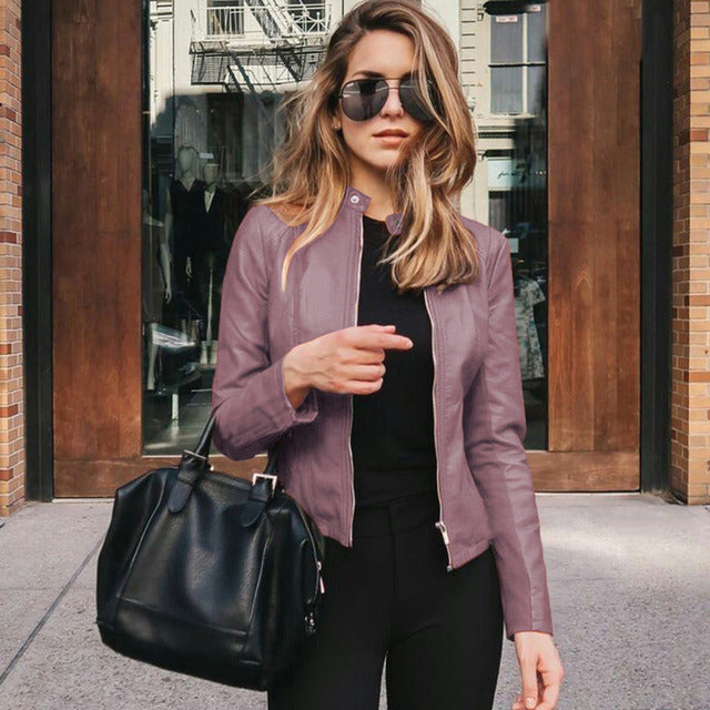 Fitted Zip-Front Biker Jacket | Valenira