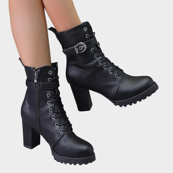 Flared Heel Combat Boots | Valenira