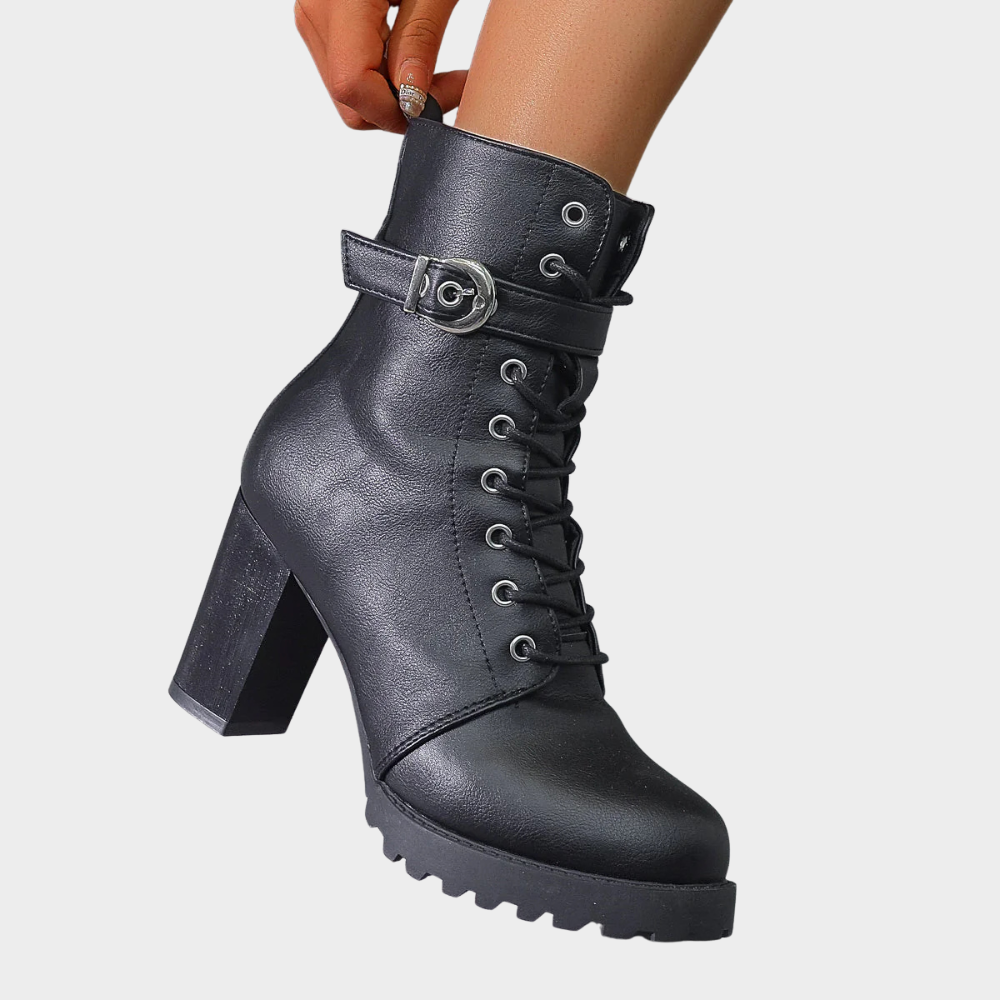 Flared Heel Combat Boots | Valenira