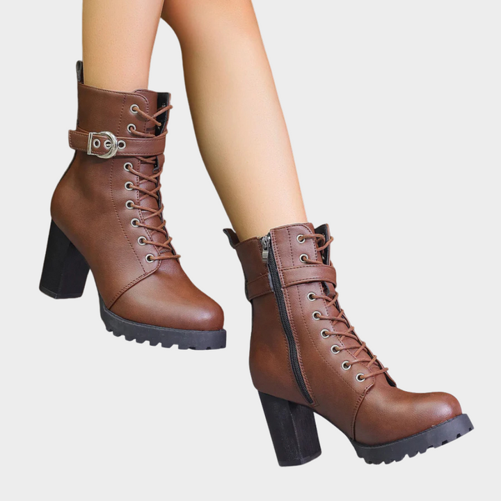 Flared Heel Combat Boots | Valenira