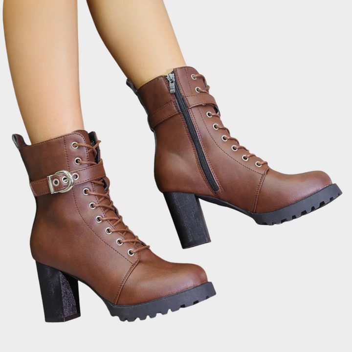 Flared Heel Combat Boots | Valenira