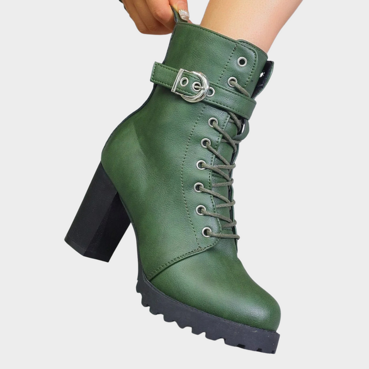 Flared Heel Combat Boots | Valenira