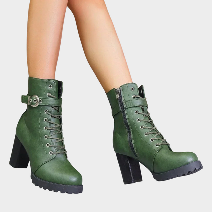 Flared Heel Combat Boots | Valenira